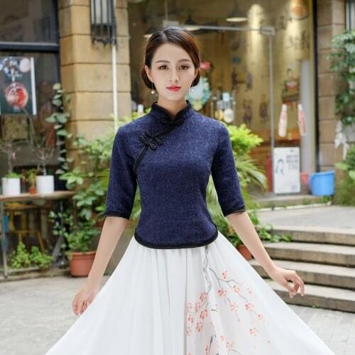 SHENG COCO Lace Shirts Chinese Style Cheongsam Tops Woman China Classical Lace Qipao Shirts Green Grace Temperament Lace Tops