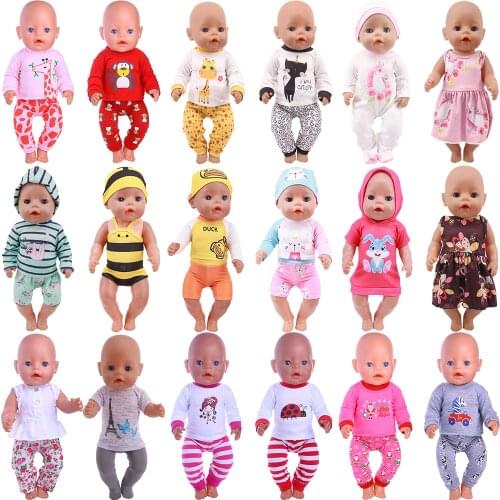 Promotio!2 Pcs/Set Cute Pajamas Doll Accessories Clothes Dress For 18 Inch Girl Doll & 43 cm New Born Baby Doll,Our Generation