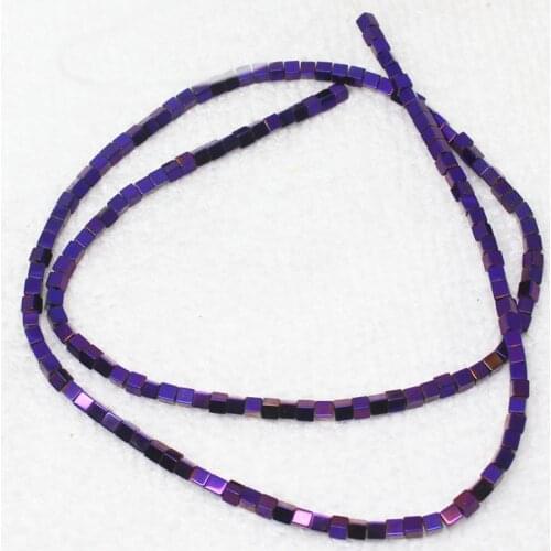 Mini. order is $7! 2x2-6x6mm Purple Plating Hematite ironstone Square cube Spacer DIY Loose Beads 15"