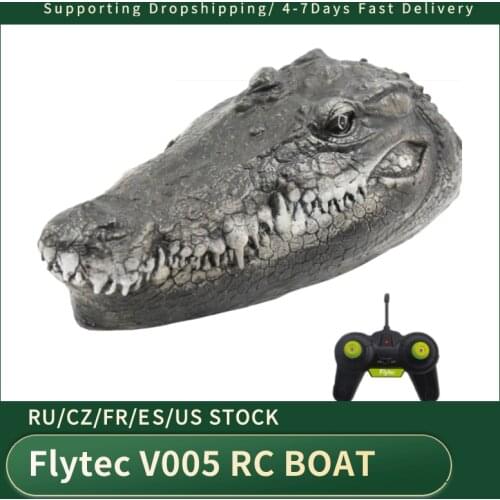 2020 Flytec V005 4CH 2.4G Electric RC Boat Interesting Simulation Crocodile Head Vehicles RTR Model Children Toy Ship For Kids