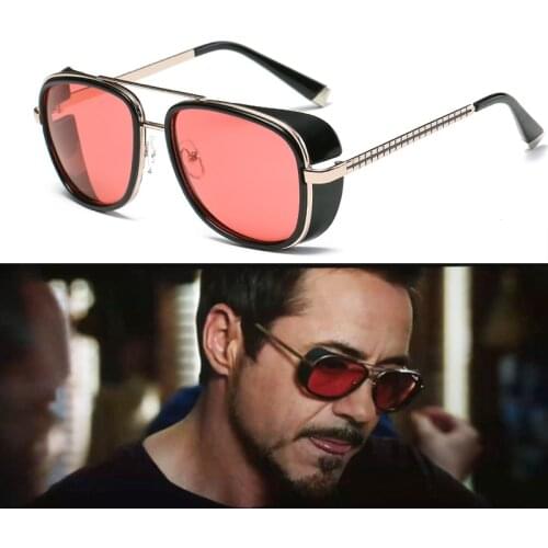 TONY Stark Sunglasses Men Rossi Coating Vintage Designer Steampunk Sun glasses Samjune Iron Man 3 Square Goggles Oculos Gafas de