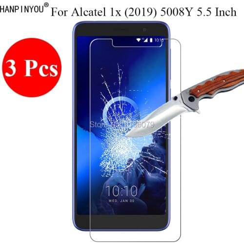 3 Pcs/Lot New 9H 2.5D Tempered Glass Screen Protector For Alcatel 1x (2019) 5008Y 5.5" Protective Film + Clean Tools