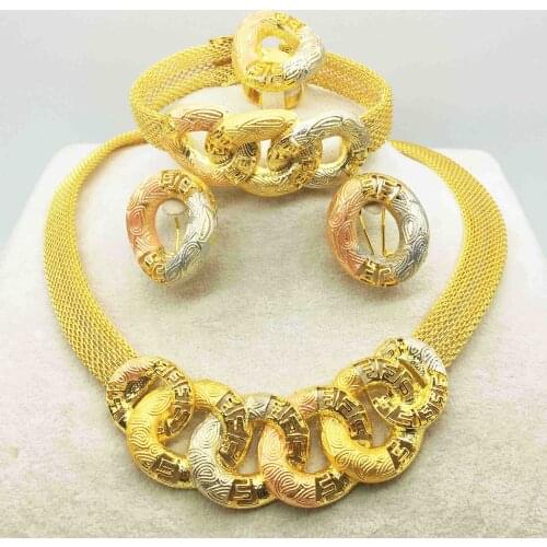 Wholesale new Dubai gold jewelry womens fashion necklace boutique jewelry set Wedding Necklace 24K Gold Design Necklace