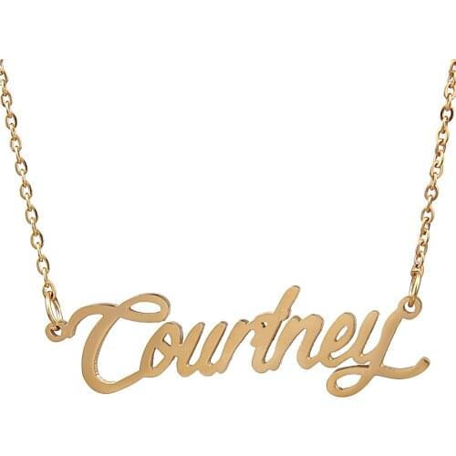 Courtney Name Necklace Personalised Stainless Steel Women Choker 18k Gold Plated Alphabet Letter Pendant Jewelry Friends Gift