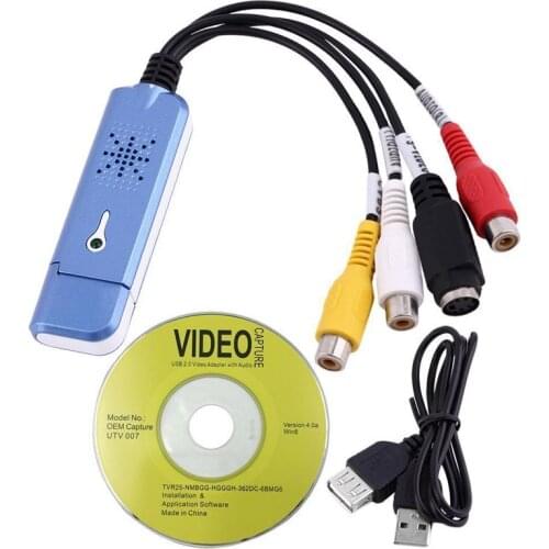 Lot 1/10PCS Portable USB 2.0 Easycap Video Audio Capture Card Adapter VHS DC60 DVD Converter Composite RCA Blue Wholesale