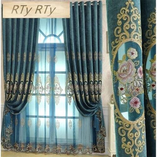 Europe custom-made luxury embroidery Blackout curtains for Living Room classic craftsmanship high quality curtains for Bedroom