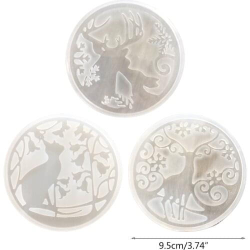 DIY Cat Christmas Elk Pendant Crystal Epoxy Resin Mold Ornament Silicone Mould