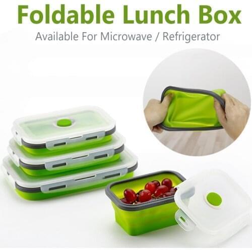 Silicone Lunch Box Portable Bowl Colorful Folding Food Container Lunchbox Folding Bento Box Food Container Picnic Tableware Sets
