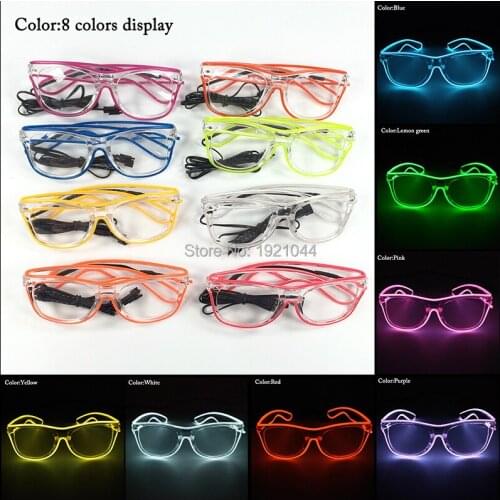 100pcs EL Wire Flashing Sunglasses with transparent lens with Steady on Driver Wholesale LED neon rope tube for Party Supplies