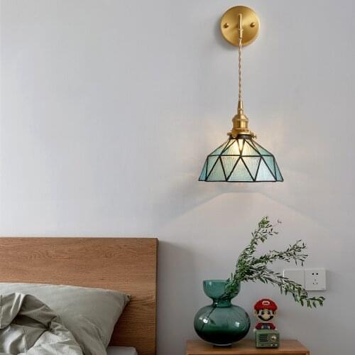 Modern Wall Lamp Led Japanese Retro Glass Sconce Nordic Bedside Simple Mirror Living Room Dining Hall Decoration Interior Light