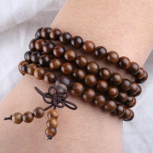 SUNYIK 6mm Black Rosewood 108 Buddhist Mala Prayer Beads Bracelet Necklace