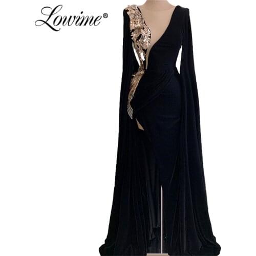 Vintage Black Muslim Evening Dresses Arabic Formal Long Kaftans Dubai Ayaba Party Dress 2020 Custom Celebrity Prom Dresses