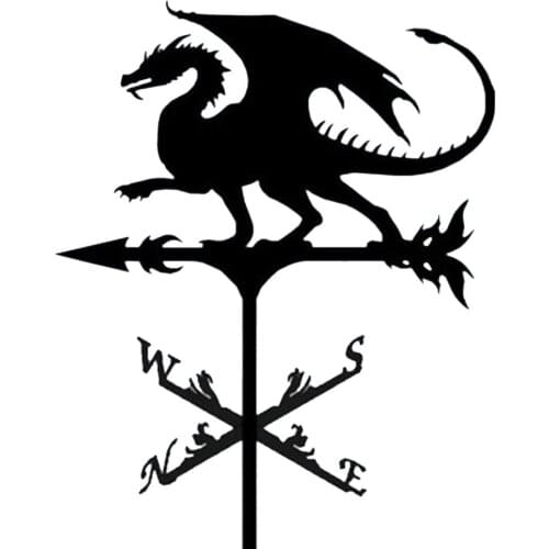 Wyvern Pterodactyl Metal Weather Vane Flying Dragon& Dog& Chiken Retro Yard Lawn Garden Decorative Pile Innovative Home Decor