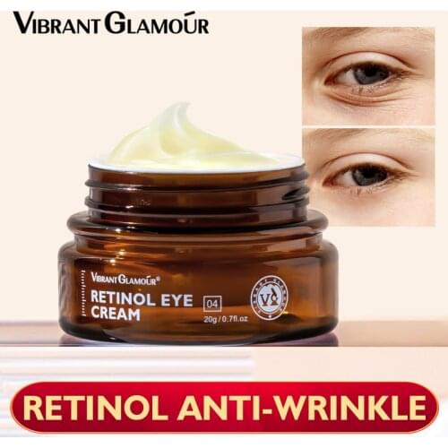 VIBRANT GLAMOUR Retinol Eye Cream Dark Circles Fade Fine Lines Remove Eye Bags Anti Wrinkle Anti Aging Firming Brighten Skin 20g