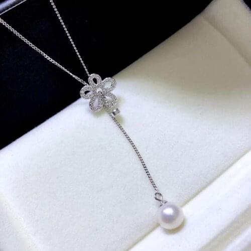 Flower Jewelry 925 Silver Necklace Chain with Pendant Findings Component Jewelry Parts Fittings for Pearls Corals Jades Stones