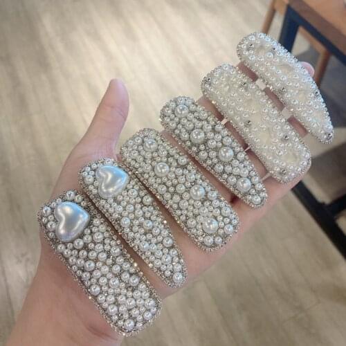 1Pcs Handmade Pearls Hair Clips Pin for Women Fashion Geometric Flower Barrettes Headwear Girls Sweet Hairpins Accessorie