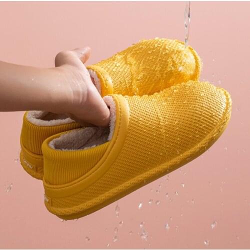 2020 Trend Winter New Waterproof Bathroom Indoor Women Fur Slippers Slip-on Warm Plush House Bedroom Ladies Plush Shoes