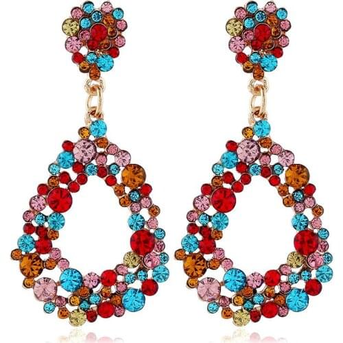 LUBOV Elegant Crystal Pendant Drop Earrings Flower Water Drop Rhinestone Piercing Earrings for Women Fashion Gift Jewelry 2019