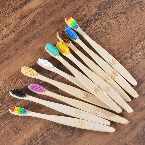 Brosse à Dents Toothbrush 10 Pieces Colorful Adult Bamboo Toothbrushes Vegan Tooth Brush Soft Eco Friendly Bristle Toothbrush