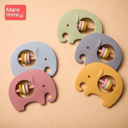 1pc Animal Rattle Silicone Teether Baby Products Teething Toys Bear Elephant Rattle Newborn Gifts Educational Toys Baby Goods