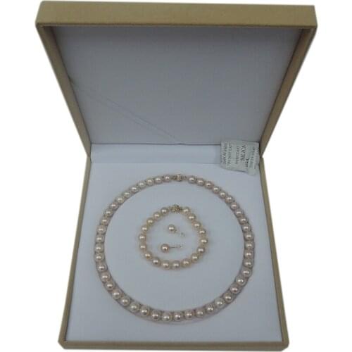100% nature freshwater pink-gold pearl jewelry set including 1 necklace+1 bracelet + earring .all metal is 18kkk gold
