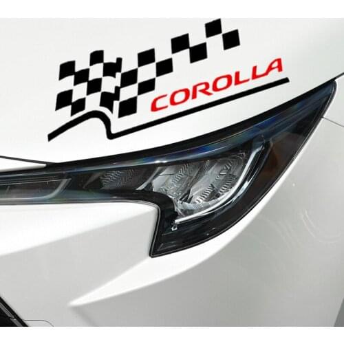 2 X Corolla Checked Flag Car Stickers Creative Decoration For Toyota Head Lights Rearview Mirrors Auto Tuning Styling KK Vinyls
