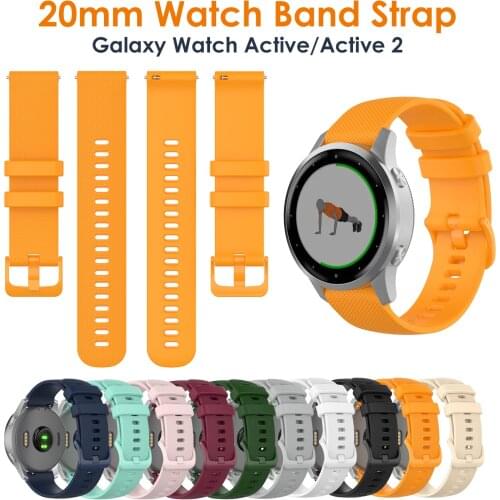 20mm Bands for Samsung Galaxy Watch Active/Active 2 44mm 40mm/ Galaxy Watch 42mm Silicone Sport Strap Watchband Amber Yellow