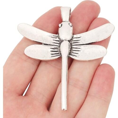 3 x Tibetan Silver Large Dragonfly Charms Pendants for Necklace Jewelry Making Findings 70x62mm