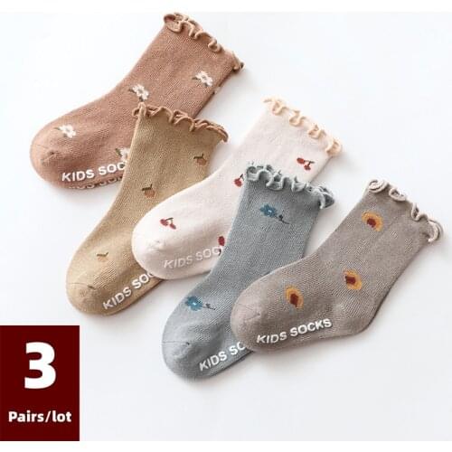 3 Pairs/lot Childrens Socks Solid Autumn Spring Boy Anti Slip Newborn Baby Socks Cotton Infant Socks for Girls Boys Floor Socks
