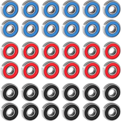 36 PCS Anti Rust Skateboard Ball Braings 608RS ABEC9 608 2RS Inline Roller Skate Wheel Bearing 608 RS Red Sealed 8x22x7MM Shaft
