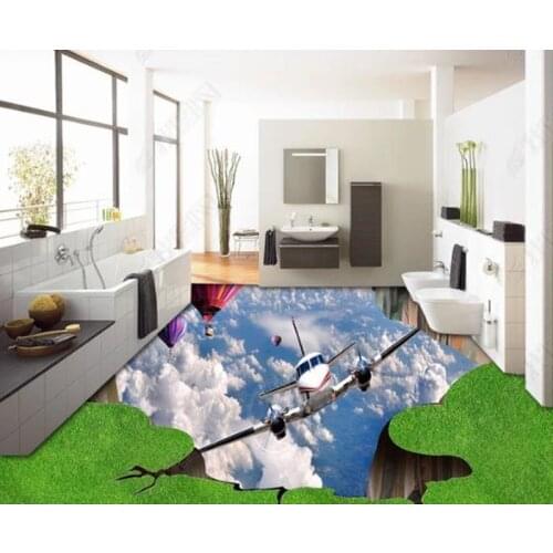 Custom 3D Floor Murals Self-adhesive Wallpaper Grass balloon PVC Floor Sticker Printing Waterproof Wallpaper mural decor