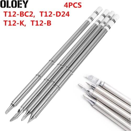 4pcs T12-K T12-B T12-BC2 T12-D24 T12 Series Soldering Iron Tips for Hakko Soldering Rework Station FX-951 FX-952 Tools Kit Set