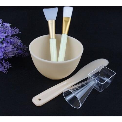 5pcs DIY Face Mask Mixing Tools Set Silicone Face Mask Bowl Brush Stick Applicator Scaled Measuring Spoon Girls Home Makeup Tool