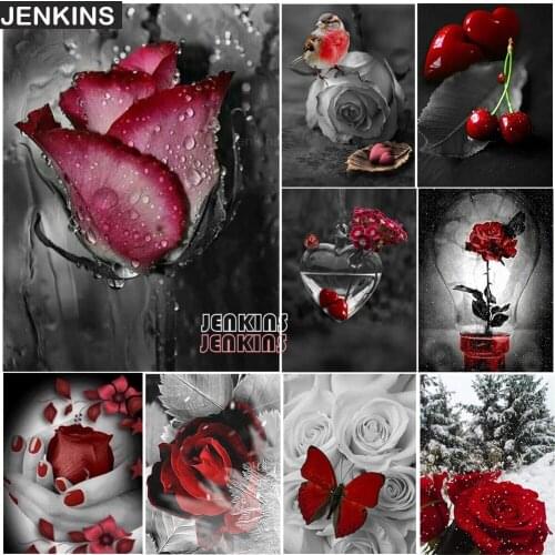 5D Diamond Painting Rose Flowers Picture Embroidery Cross Stitch Mosaic Full Drill Home Decoration Wall Stickers Handmade Gift J