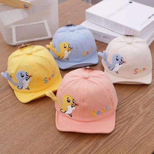 Cartoon Seal Baby Hat Embroidery Baby Girls Boys Baseball Cap Summer Outdoor Soft Infant Toddler Sun Visor Caps