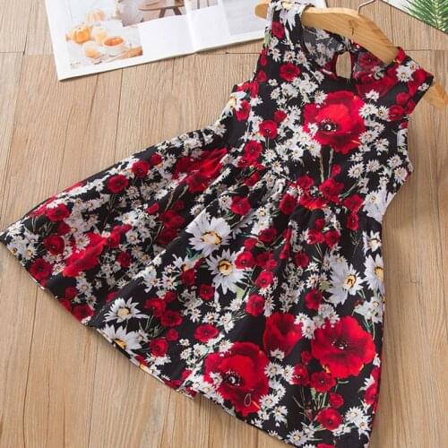 2-6 Years Kids Girl Dress Toddler Baby Sleevelees Flower Dresses Summer Children Clothing Girls Cotton Princess Dress For Kids