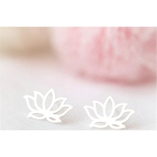 European and American tiny lotus shape earring new simple and cute metal lotus flower earring stud white flower earrings