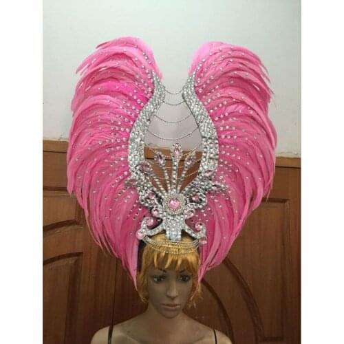 Carnival feather headwear for girls party dancing performance female clothes bow hair headdress dance feather headpiece costume