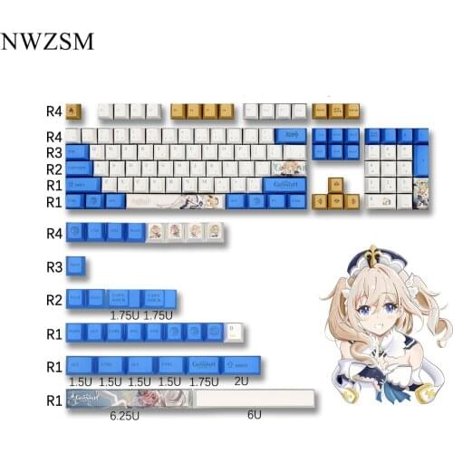 Game Genshin Impact Barbara Gunnhildr keyboard mechanical silent with wireless back light keycap PBT