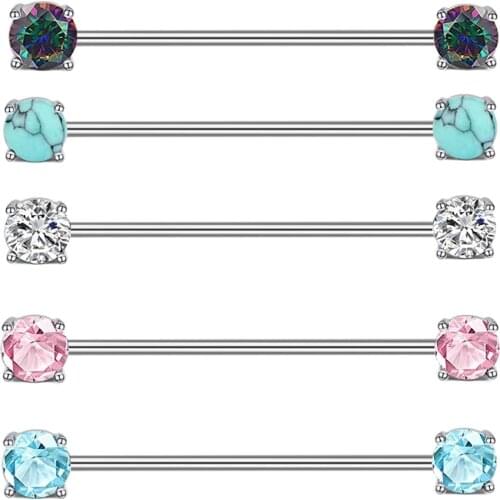 JUNLOWPY 14G Surgical Steel Industrial Barbell Earring 38mm 1 1/2 Inch Piercing Bar Gem Helix Cartilage Body Jewelry 50/100pcs