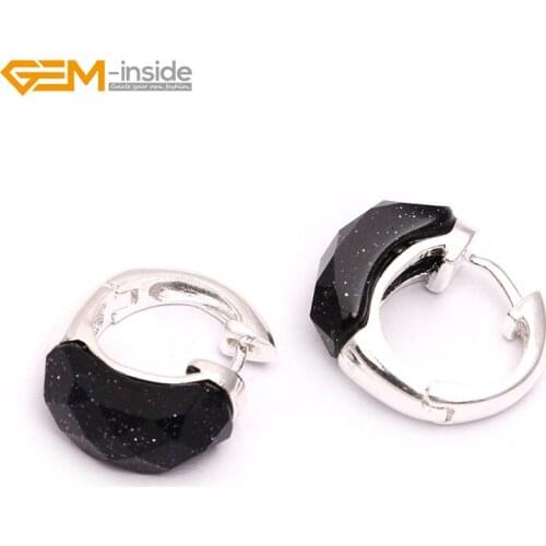 Gem-inside 30mm Hoop Earrings Beads Tibetan Silver Ear Clip Faceted & Smooth Hoop Earrings jewelry For Women Girls Gift