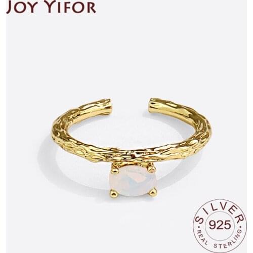 925 Sterling Silver Party Rings Fashion Simple Tin Foil Gold Square Stone Geometric Handmade Creative Design Bride Jewelry Gifts