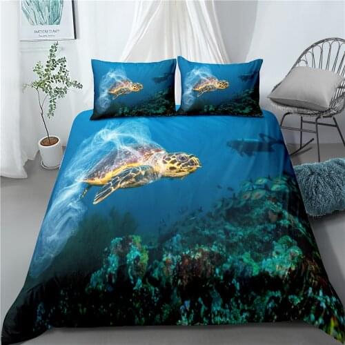 Marine Life Bedding Set 3D Printing Duvet Cover Ocean turtle Pattern Quilt Cover Queen King Size Comfortable Cover Home Textiles