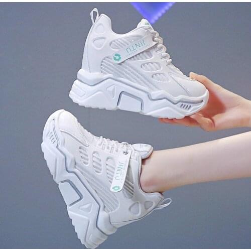 Chunky Sneakers Women Running Shoes Wedge Platform Sneakers Ladies Trainers Lace-up Outdoor Sport Shoes Female