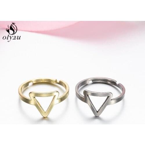 Minimalist Women Fashion Ring Stainless Steel Jewelry Geometry Triangle Adjustable Rings for Girls Christmas Party bague femme