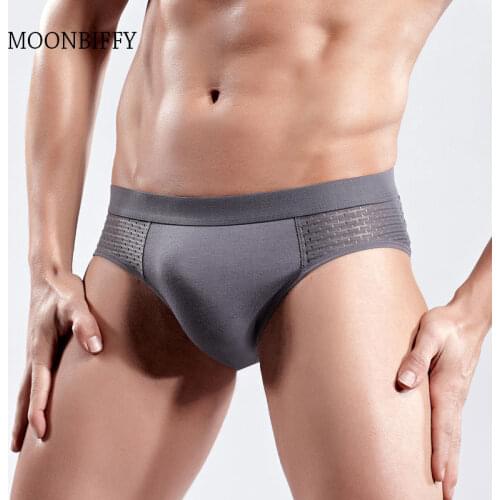 Underpants Man Slip Gay Lingerie Mesh Silk Pouch Briefs For Men Underwear Sexy Homme Bamboo Fiber Panties Mens Brief Underware
