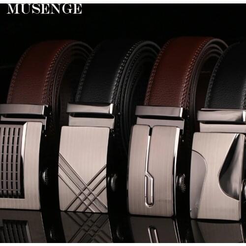 MUSENGE Designer Leather Belts For Men Mens Genuine Leather Business Belt Ceinture Homme Male Automatic Strap Cinturon Hombre