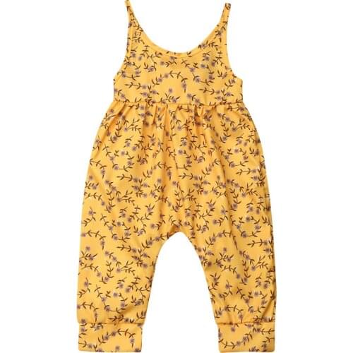 4M-4Y Toddler Baby Kid Girls Rompers Flower Jumpsuit Sleeveless Summer Costumes Girls Playsuit Sunsuit