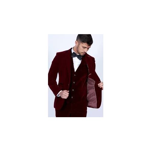 Latest Coat Pant Designs Burgundy Velvet Men Suit Slim Fit 3 Piece Tuxedo Custom Groom Blazer Prom Party Suits Terno Masculino 8