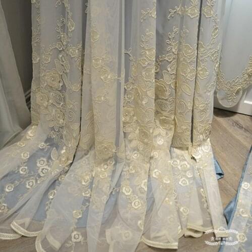 Luxury Tulle Curtains For Bedroom Girl Princess Turkish Corner Wrinkle Rope Embroidered Yarn Romantic Bay Window Rideaux M257C